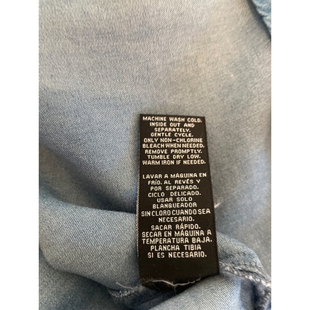 Zac & Rachel Size‎ 2X Blue Tencel Chambray Roll Tab Sleeve Tunic Coastal Casual - Picture 9 of 9